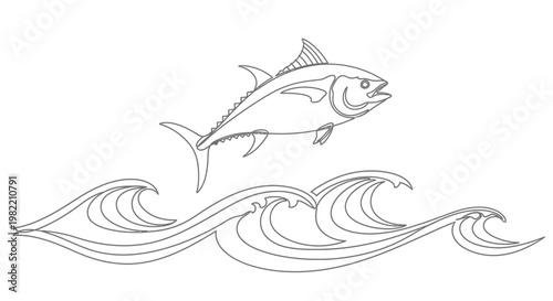 Tuna Fish Swimming in Ocean Water.