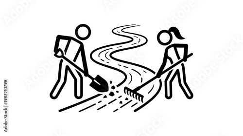 Volunteers Cleaning and Maintaining a Roadway