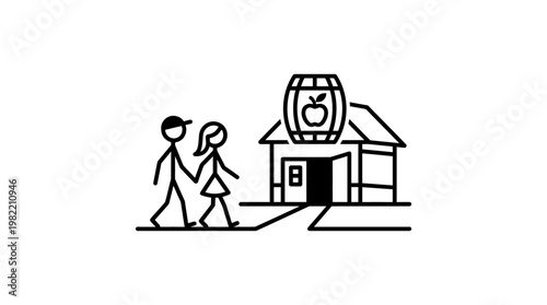 Couple Walking Towards an Apple Cider House