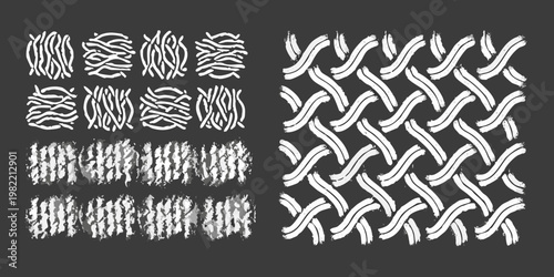 Abstract patterns resembling woven textures in black and white