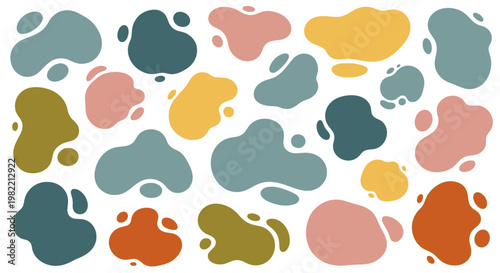 Abstract Organic Blob Shapes Pattern, Modern Seamless Design, Muted Pastel Colors, Artistic Background