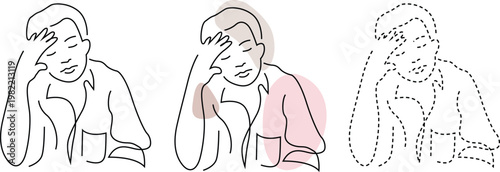 Illustrations depicting various expressions of dizziness or discomfort Vector