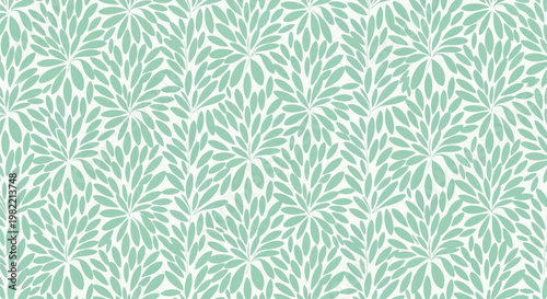 Fotografía Seamless floral pattern with mint green leafy motifs repeating on a clean white