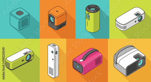 Collection of flat design USB flash drives and SSDs