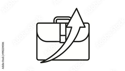 Tablou pe pânză Expanding fiscal portfolio and vocational promotion imagery featuring a minimalist valise with an ascending trajectory vector, symbolizing commercial success and professional expansion