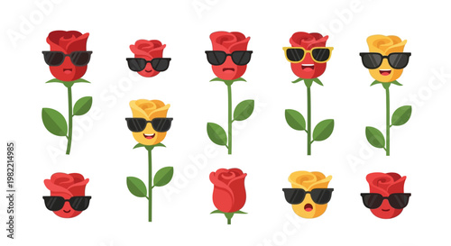 Colorful headset icons with microphones for communication and customer service.