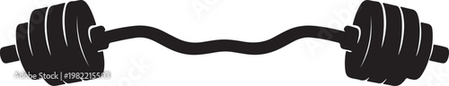 Bent barbell with heavy weights of gym equipment for bodybuilding and strength training concept icon silhouette vector