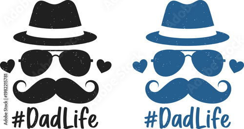 Celebrating fathers day stylish dad silhouette with hats mustaches and sunglasses perfect gift ideas