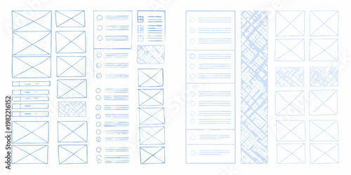 Collection of hand drawn interface elements and rough ui sketches