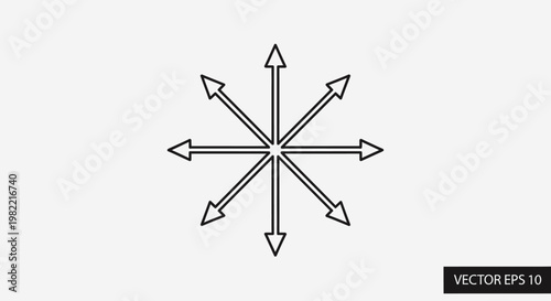 A black vector compass rose icon illustration featuring a nautical star design for map navigation, wind direction, and travel adventure