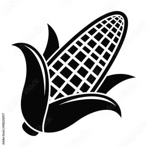 Fresh corn cob with husk icon vector illustration staple food plant based vegetable agriculture illustration