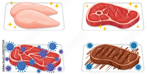 Steamed Dumplings in Bamboo Steamer Basket with Sauce and Chopsticks Asian Cuisine Food Illustration Set for Restaurant Menu and Street Food Design
