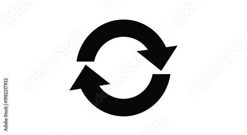 Simple black circular arrow symbol representing recycling or continuous process