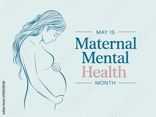 Pregnant woman illustration for maternal mental health month