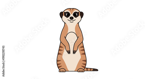 Cartoon meerkat standing upright on white background