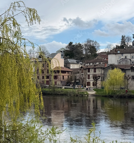 Charming riverside houses along the Vienne River in Limoges, France