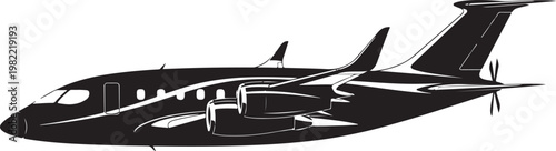 Airplane, aircraft, plane, black, silhouette, vector, illustration, transportation, travel