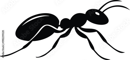 Minimalist ant silhouette black and white vector