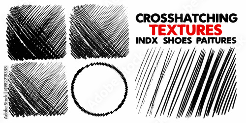 Collection of crosshatching textures and illustrative line work examples