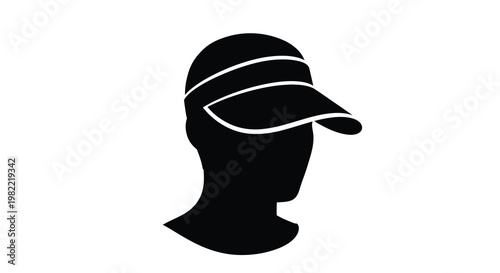 Black silhouette of a head wearing a visor or sun hat