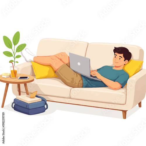 Relaxing Work Session On The Sofa