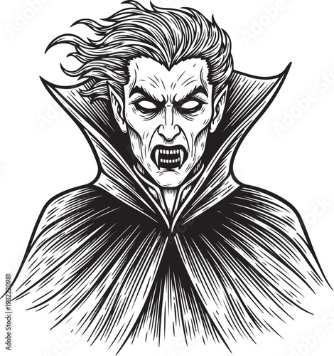 Vampire, hand drawn simple sketch vector illustration