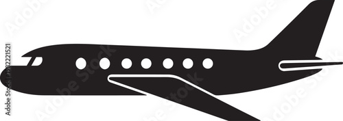 Airplane Silhouette Commercial Aircraft Travel Icon Illustration