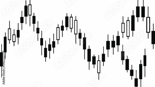 Candlestick chart displaying fluctuating financial market data over time