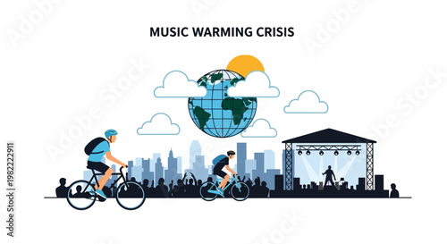 Music festival addresses climate change crisis and global warming.