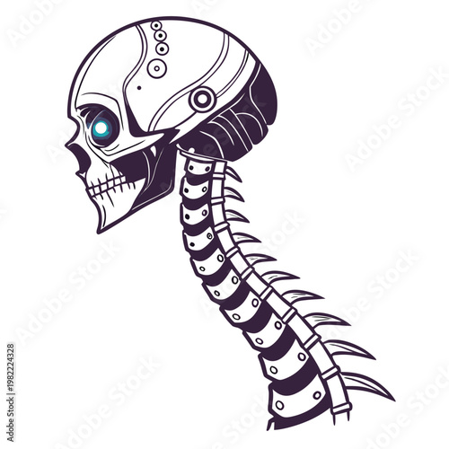 Cybernetic skull with glowing eye science fiction cybernetic mechanical illustration abstract steampunk skeleton technology creature