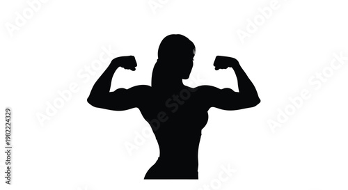 Strong woman flexing her biceps a powerful athletic silhouette