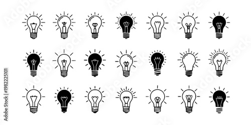 Light bulb icon. Idea symbol. Electric lamp vector illustration. Electric power sign. Shining light bulb pictogram. 