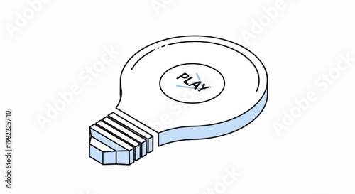 Isometric Light Bulb with Play Button - Concept for Creative Video Content, Digital Media, and Innovation