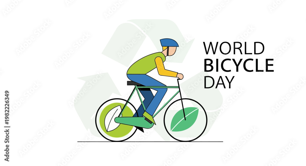 Fototapeta premium World Bicycle Day Illustration: Sustainable Transport and Eco-Friendly Lifestyle