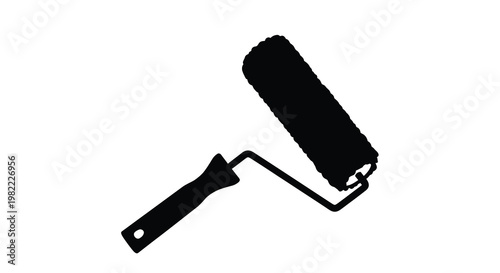 A black silhouette of a paint roller used for home improvement silhouette