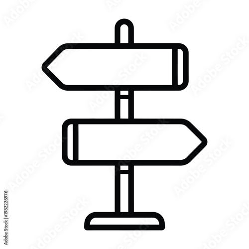 Blank directional signpost with two arrows pointing in opposite directions no people signpost direction decision