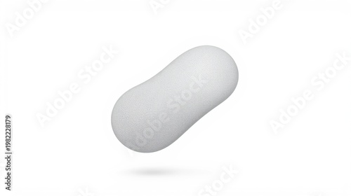 A gray oval object with a textured surface is floating in mid-air