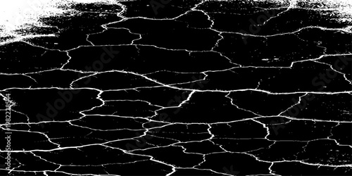  grunge texture of a cracked, weathered concrete wall in black and white monochrome. surface features intricate fracture patterns spreading organically across aged plaster.