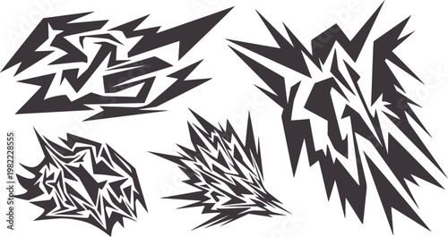 Abstract sharp geometric shapes in dark gray white angular