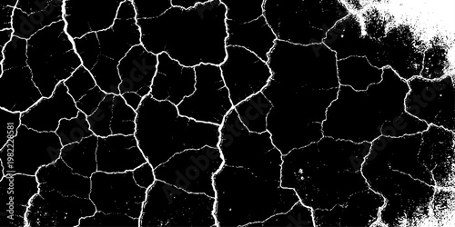  grunge texture of a cracked, weathered concrete wall in black and white monochrome. surface features intricate fracture patterns spreading organically across aged plaster.