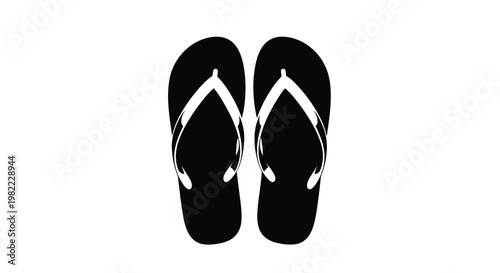 A pair of black flip flops with white straps