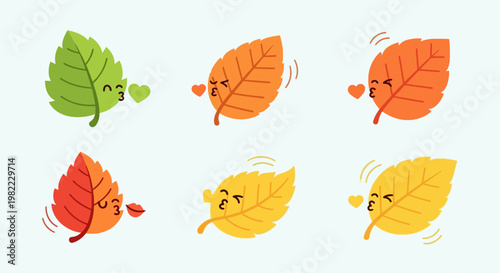 Collection of Funny Cartoon Bonsai Tree Characters with Various Emotions