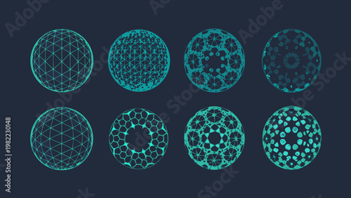 Geometric egg designs a collection of teal polygonal and patterned forms