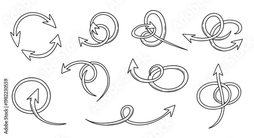 A set of black and white recycling symbols