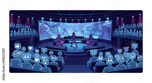 animated audience watching a performance on stage in a nightclub