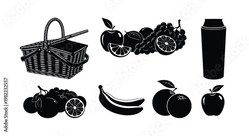 Collection of fruit and a basket