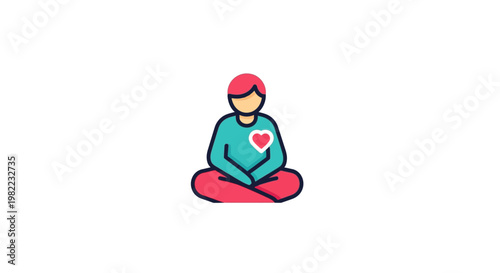 A person meditating with a heart.