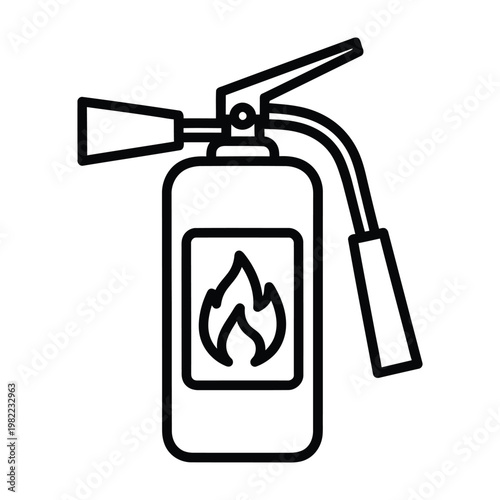 Fire extinguisher icon vector illustration with line art flat design no fire protection emergency extinguisher