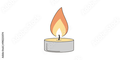 Candle icon. Simple tealight flame vector for warm illumination symbol. Soft burning glow sign used for decor and memorial themes concept. Minimal fire pictogram.