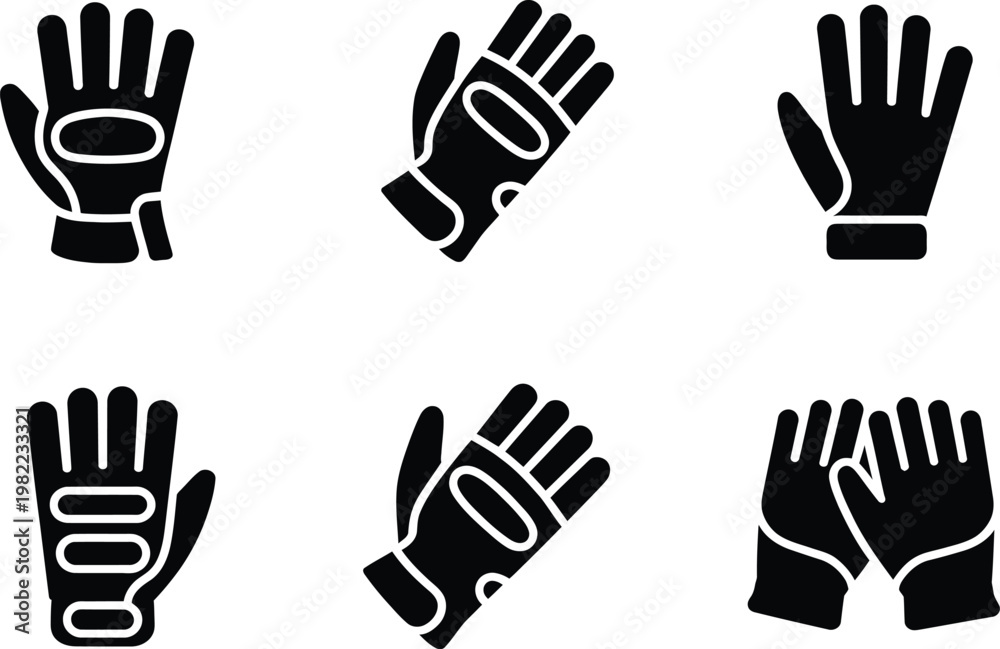 Fototapeta premium Glove Icons Various Styles and Designs on White Background untitled